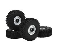 1/10 RC Ruedas de Coche Neumáticos 4 Piezas Llantas de Goma con Cubo de Rueda de Hierro Accesorios de actualización de Servicio Pesado de 1,9 Pulgadas para Coche con Control (Blanca)