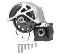 1/10 Scale Aluminum Alloy RC Gearbox | 87T Steel Spur Gear for Axial SCX10 / SCX10 II / AX10 / SMT10 | Limited Slip Differential & CNC Machined Gears (Silver)