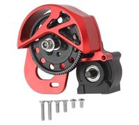 1/10 Scale Aluminum Alloy RC Gearbox | 87T Steel Spur Gear for Axial SCX10 / SCX10 II / AX10 / SMT10 | Limited Slip Differential & CNC Machined Gears (Red)
