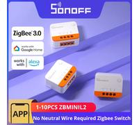 SONOFF ZBMINIL2 4pcs Zigbee Interruptor inteligente, interruptor Sin Neutro，Interruptor inalámbrico ZigBee de 2 vías,Requiere ZigBee 3.0 Gateway Hub Compatible con Alexa y Google Home(6A 1440W)