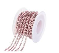 1/10Yard Rhinestone Chain Glitter Crystal Sew On Glue On Rhinestones for Clothes DIY Garment Accessories Trim Cup(Light Rose Crystal,1 YARD_SS6 2MM)