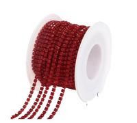 1/10Yard Rhinestone Chain Glitter Crystal Sew On Glue On Rhinestones for Clothes DIY Garment Accessories Trim Cup(Light Siam,1 Yard,SS6 2mm)