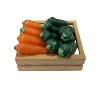 AWHAO 1/12 Dollhouse en Miniatura Vegetales Cesta de Vegetales Fingente Jugar a Las Zanahorias de Madera de Juguete y Accesorios de casa de muñecas para el
