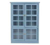 1:12 Dollhouse Wooden Kitchen Dining Room Cabinet Display Bookshelf Miniature Furniture Shelf Stand Decoration Accessories Mini Diningroom Scene Ornaments Dark Blue