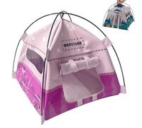 1:12 Scale Miniature Camping Tent,Mini Tents Model with Portable Design,Movable Decorative Scene Accessories,Foldable Fabric Design For Photography,Model Displays and Play (Pink, 17 * 17 * 16cm)