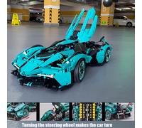 1:14 1300+ Piezas Bloques de Construcción de Superdeportivo Azul, Kit de de Coche Súper Deportivo DIY, Plástico ABS, Tema de Vehículos, Ideal para Regalo de Halloween y Navidad