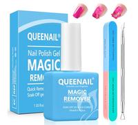 1 * 15ml Removedor de Esmalte de Uñas, Quitaesmalte Gel, Herramienta Para Remover el Esmalte de Uñas,Elimina Fácil y Rápidamente el Esmalte en 3-5 Minutos, con Empujador de Cutícula y Lima de Uñas