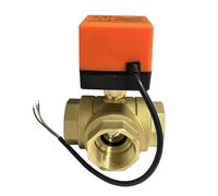 1/2" 3/4" 1" 1-1/2" 2" Brass Motorized Ball Valve AC220V DC12V DC24V 3-Wire Electric Ball Valve 3-way Brass Body With Actuator(1",L TYPE_220VAC)