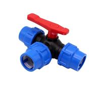 1/2 "3/4" 1 "1-1/4" 1-1/2 "2" conector rápido de tubería de PE válvula de 3 vías válvula de bola de plástico tipo T accesorio de tubería de agua(1-1/4")
