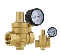 1/2" 3/4" Brass Water Pressure Regulator Reducer Dn15 Dn20 Adjustable Safety Valve Pressure Reducer with Pressure Gauge(DN20 1set)