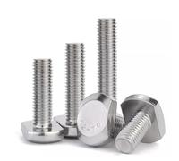 1/2/3/5/10 Uds M5 M6 M8 M10 M12 GB37 304 Acero inoxidable molde en forma de T ranura placa de presión tornillo cuadrado(20mm,10Pcs M5)
