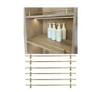1 2 4 6 8 Paquetes de rieles de inclinación de galería de barandillas de protección Estante for estantes, Cerca anticaída for gabinete Vidrio Cocina Estantería(Brass 6pcs,61cm/24)