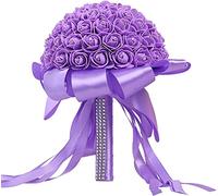 1/2/4/6 PC 10 pulgadas ramos de flores de boda para ramo de rosas artificiales de dama de honor con la novia arreglos florales de diamantes y cintas suaves para decoración de bodas
