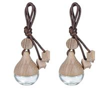 1/2/4 piezas Botella difusora de aceite esencial para coche recargable, 6 ml, ambientador de coche vacío, colgante de perfume, botella de vidrio con tapas de madera