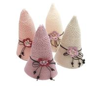 1/2/4 piezas de sombrero paja con lazo flores verano for mujer, playa plegable protector solar for exteriores Para Mujer(Mix color 4 pcs)