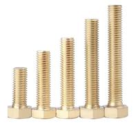 1/2/5/10/20/50 Uds M4 M5 M6 M8 M10 longitud 6-100mm cobre latón puro sólido H62 rosca métrica DIN933 tornillos de cabeza hexagonal externa(M4x6mm 50pcs)