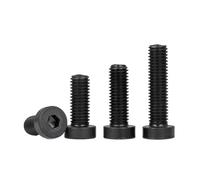 1/2/5/10pcs M3 M4 M5 M6 M8 M10 M12 M16 8.8 Grade Steel Black Hex Hexagon Socket Thin Low Short Profile Cap Head Screw Bolt(12mm,10pcs M5)