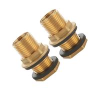 1/2 conectores roscados de latón con juntas de goma G3/8 pulgadas XG1/2 pulgadas para barriles de lluvia, tanques e instalaciones de contenedores, barriles de lluvia, montaje de mamparo de latón