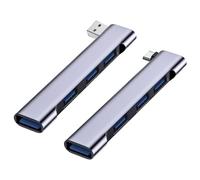 1/2 extensor USB extendido USB a USB de 2 puertos, concentrador USB compacto | Adaptador multipuerto USB ligero tipo C, puerto de concentrador USB de 5 gbps, hub de carga rápida USB 3.0 de aluminio