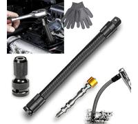 1/2 Flexible Shaft Extension Extender Torque Socket, Ratchet Spanners Electric Wrench Connecting Rod, 360° Flex Reach Extensions Bar for Outlets, Car Repair, Portable Hand Drive Tool (10in-C)