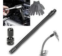 1/2 Flexible Shaft Extension Extender Torque Socket, Ratchet Spanners Electric Wrench Connecting Rod, 360° Flex Reach Extensions Bar for Outlets, Car Repair, Portable Hand Drive Tool (14in-B)