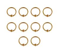 1,2 mm, piercing para nariz, punzón, argollas de acero, aro de oro, anillo de segmentación para hombres y mujeres, en acero inoxidable, como pendientes para labios, 10 unidades, Sin circonitas