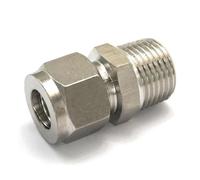 1/2" NPT Male -Fit Tube OD 12mm 304 Stainless Steel Sleeve Ferrule Pneumatic Connector Fitting