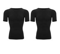 1/2 Pieza de Camiseta Moldeadora Cuerpo for Hombre, Ropa Interior Adelgazante, corsé compresión for Control del Abdomen for para La Práctica Deportiva(2PCS Black,2XL)
