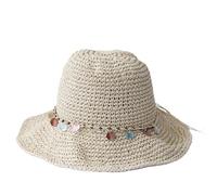 1/2 pieza Sombrero de pescador sol plegable crochet for playa, viajes y vacaciones paja hecho a mano Para Mujer(Beige)