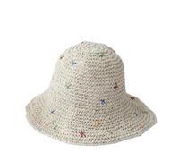 1/2 pieza sombrero de pescador sol plegable multicolor for playa, viajes y vacaciones paja hecho a mano Para Mujer(Beige)