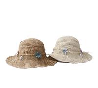 1/2 pieza Sombrero for el sol floral plegable de crochet for for playa, viajes y vacaciones paja hecho a mano Para Mujer(Beige and Khaki)