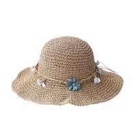 1/2 pieza Sombrero for el sol floral plegable de crochet for for playa, viajes y vacaciones paja hecho a mano Para Mujer(Khaki)