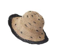 1/2 pieza Sombrero for el sol plegable de crochet for playa, viajes y vacaciones paja hecho a mano Para Mujer(Black)