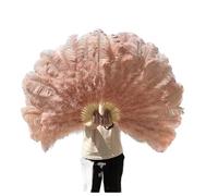 1/2 piezas de abanico plumas 100 cm largo for fiestas, bailes, abanicos plegables, accesorios for espectáculos escenario y para Espectáculos, Decoración, Fiestas(25 Leather Pink,2PCS Left Right)