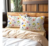 1/2 piezas de almohada floral de algodón con impresión digital 3D, tela de fibra natural que decolora, , cómoda, agradable , hipoalergénica, ideal para regalos de dormitorio o habitación de invitados
