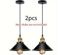 1/2 Piezas Lámpara Colgante Industrial Base E27 Estilo Vintage Retro, Iluminación para Hogar, Cocina, Barras Colgantes (Excluye Bombillas)
