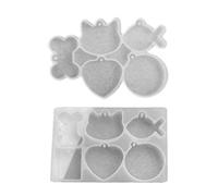 1 / 2 piezas para llavero con forma de pez de hueso de resina epoxi, molde de silicona para colgante, moldes de fundición de joyería para resina epoxi corazón con agujero
