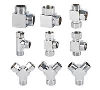 1/2 pulgada macho+hembra plateado de 3 vías de 3 vías separación de un solo accesorios de conector juntas for cocina y baño(C)