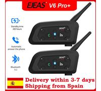 1/2 Uds EJEAS V6 Pro + casco Bluetooth para motocicleta auriculares intercomunicador distancia 800M reproductor de música impermeable IP67 soporte EUC tipo C Double Pack