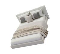 1/20 Casas de muñecas, accesorio para dormitorio, cama doble color crema con ropa de cama, diseño interior realista, proyecto de manualidades, accesorios de paisaje, casa de muñecas realista con