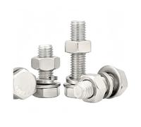 1-20pcs M3M4M5M6M8M10M12 A2Stainless Steel 304 Hexagon Bolt Screw Nut Washer Set Large Full Extension Screw Steel Fastener(M4x16mm 20pcs)
