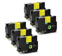 1-20PK Tz cinta de etiquetas laminada de 24mm, Compatible con Brother TZe-651 Tze 651 cinta negra sobre amarilla de 1 pulgada for p-touch D600 P710BT P700(6PK Yellow)