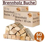 (1,22€/1kg) Leña Madera 60 kg Para estufa y Chimenea Brasero Madera de Haya 30 c
