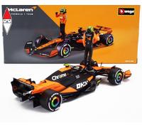 Bburago - F1 McLaren MCL38 2024 con piloto Norris, Coche diecast a Escala 1:24, réplica Detallada con piloto Incluido, Colores Oficiales McLaren, Edad Recomendada 14+