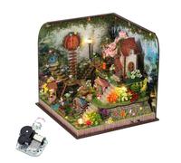 1:24 Escala Mini casa de muñecas esquina, DIY Secret Forest casa de muñecas juego de muebles en miniatura con caja de música y luz LED, regalo de cumpleaños para adultos niños adolescentes (casa del