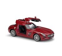 1 24 for Benz AMG SLS Supercar Modelo De Coche De Aleación Diecast Collect Car Toy Boy Regalos De Cumpleaños Miniaturas De Automoción(Rojo)