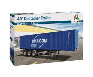 1:24 Italeri 40' Container Trailer Rimorchio Camion Kit IT3951 Modellino