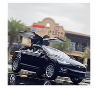 1:24 para Tesla Model X, Modelo de vehículo de aleación, Modelo de simulación de fundición a presión, Juguetes de Sonido y luz para Coche(Negro)