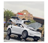 1:24 para Tesla Model X, Modelo de vehículo de aleación, Modelo de simulación de fundición a presión, Juguetes de Sonido y luz para Coche(White)