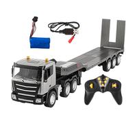 1/24 Scale RC Semi Truck - Remote Control Flatbed Truck Model with 9 Functions | 2.4GHz Wireless Trailer Car with Lights and Sound for Boys, Indoor Play, Realistic Driving Toy Gift for Teens